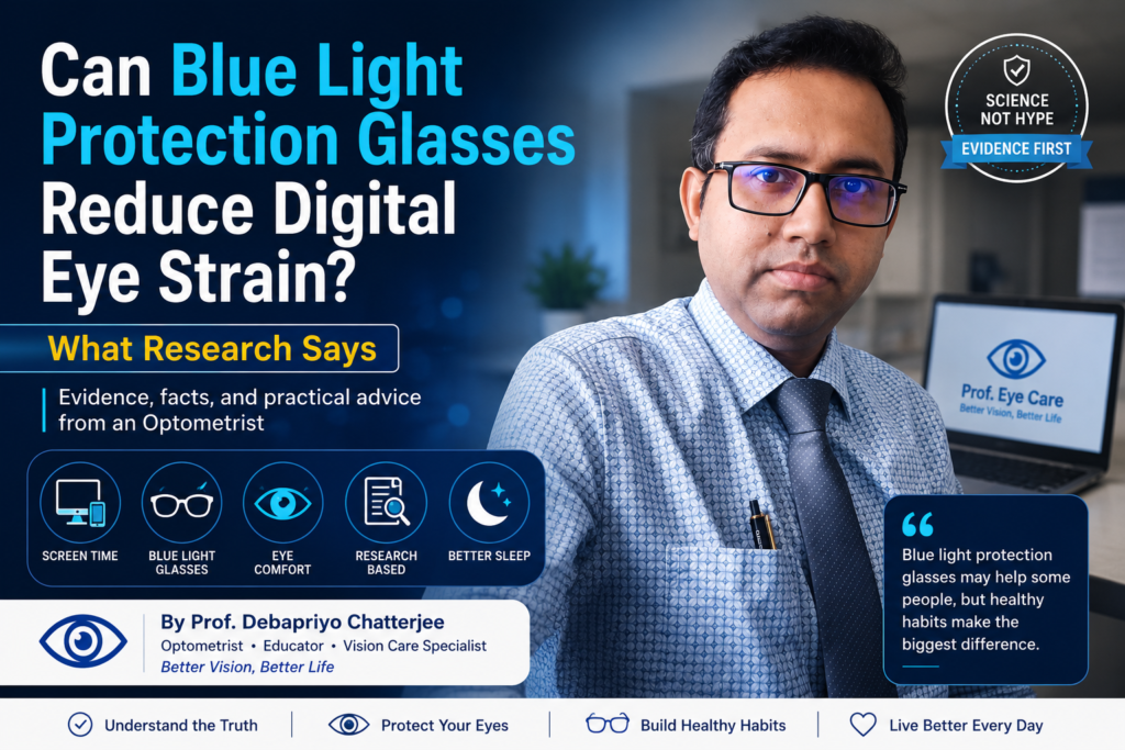 Blue light protection glasses by Prof. Debapriyo Chatterjee